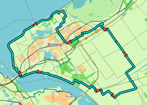 Route met de Almere Liggers
