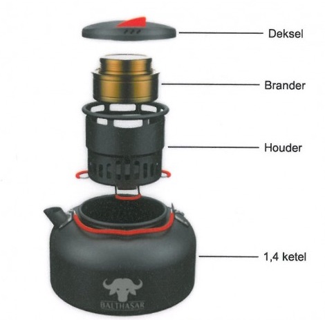 Balthasar waterketel met spiritusbrander