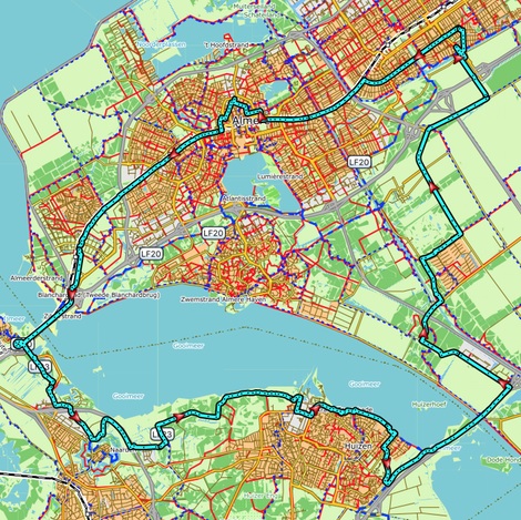 Route van het 'rondje Huizen'